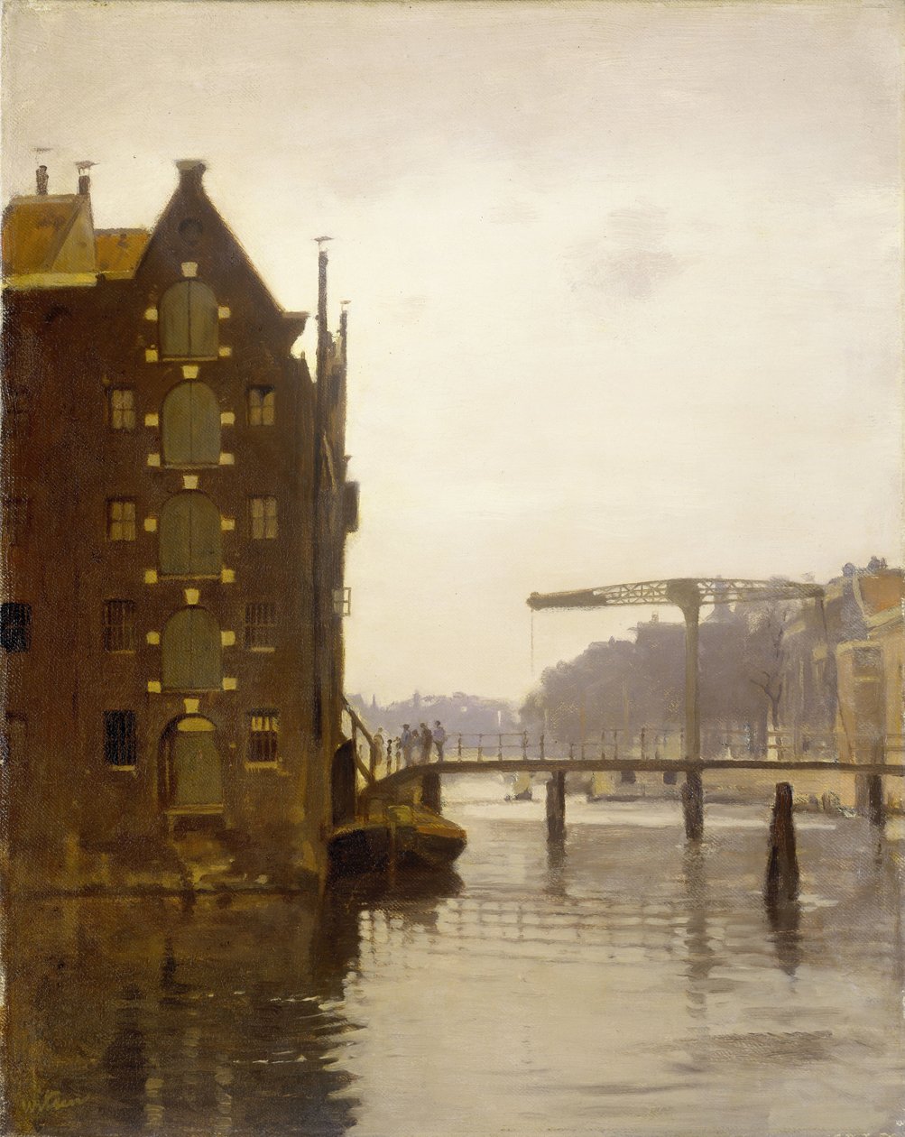 Almacenes en un canal de Ámsterdam en Uilenburg de Willem Arnoldus Witsen