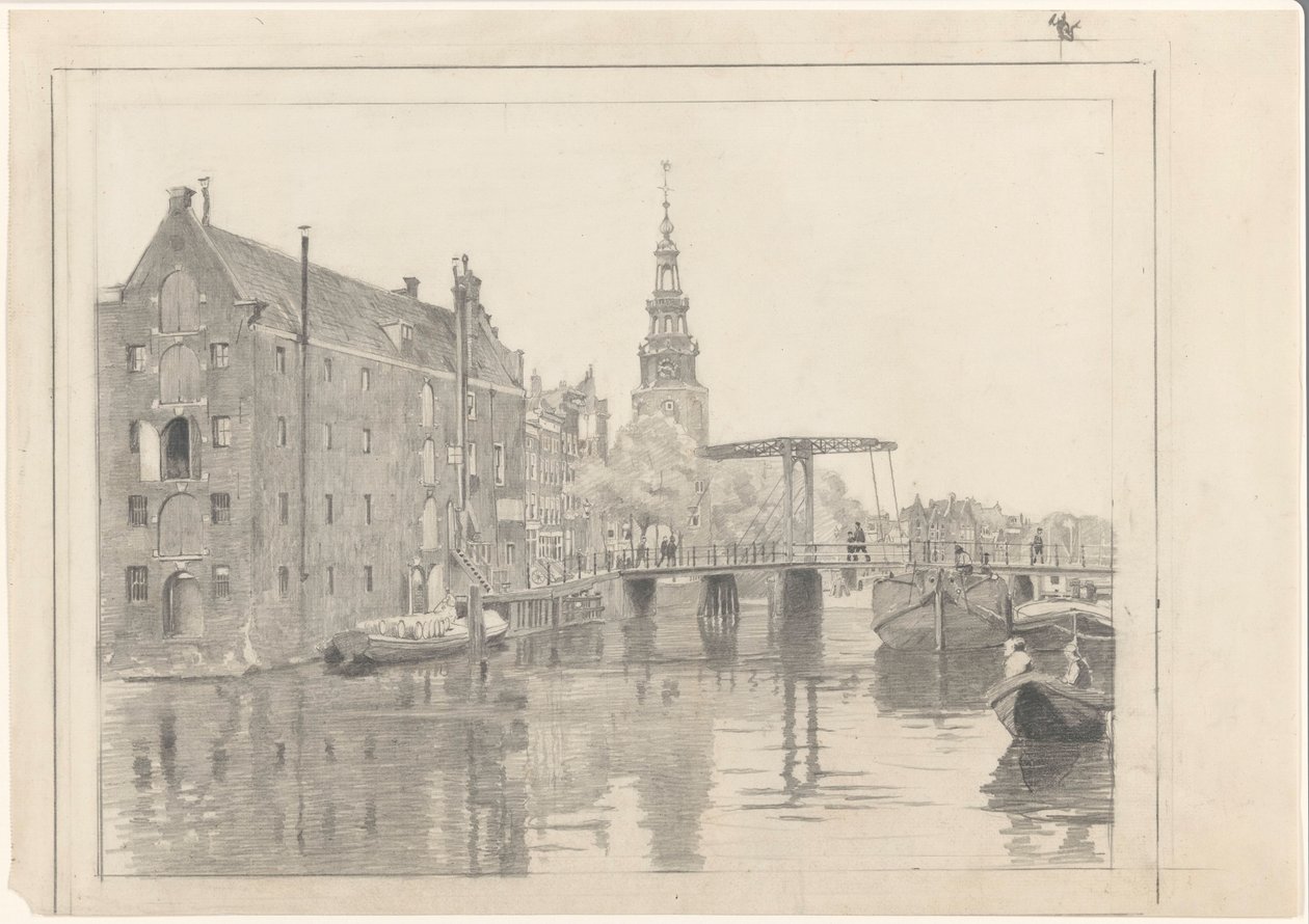 Paisaje urbano con la torre Montelbaan de Willem Arnoldus Witsen
