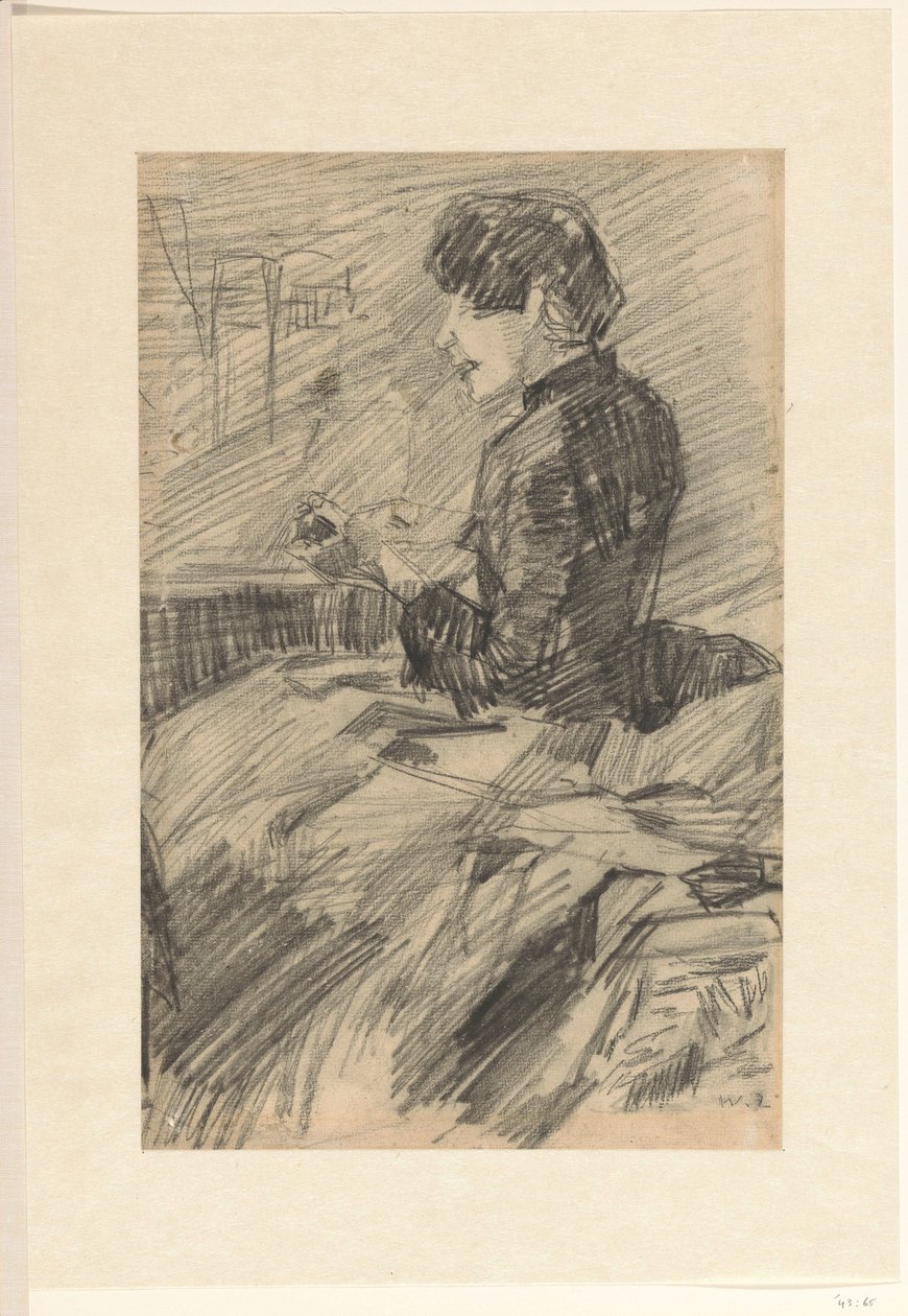 Mujer joven sentada, mirando hacia la izquierda de Willem de Zwart
