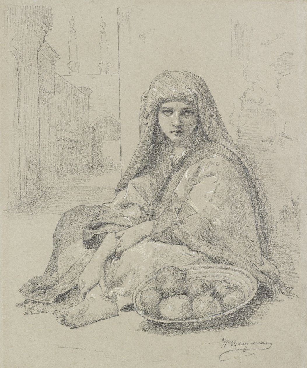 Niña argelina vendiendo granadas, siglo XIX de William Adolphe Bouguereau