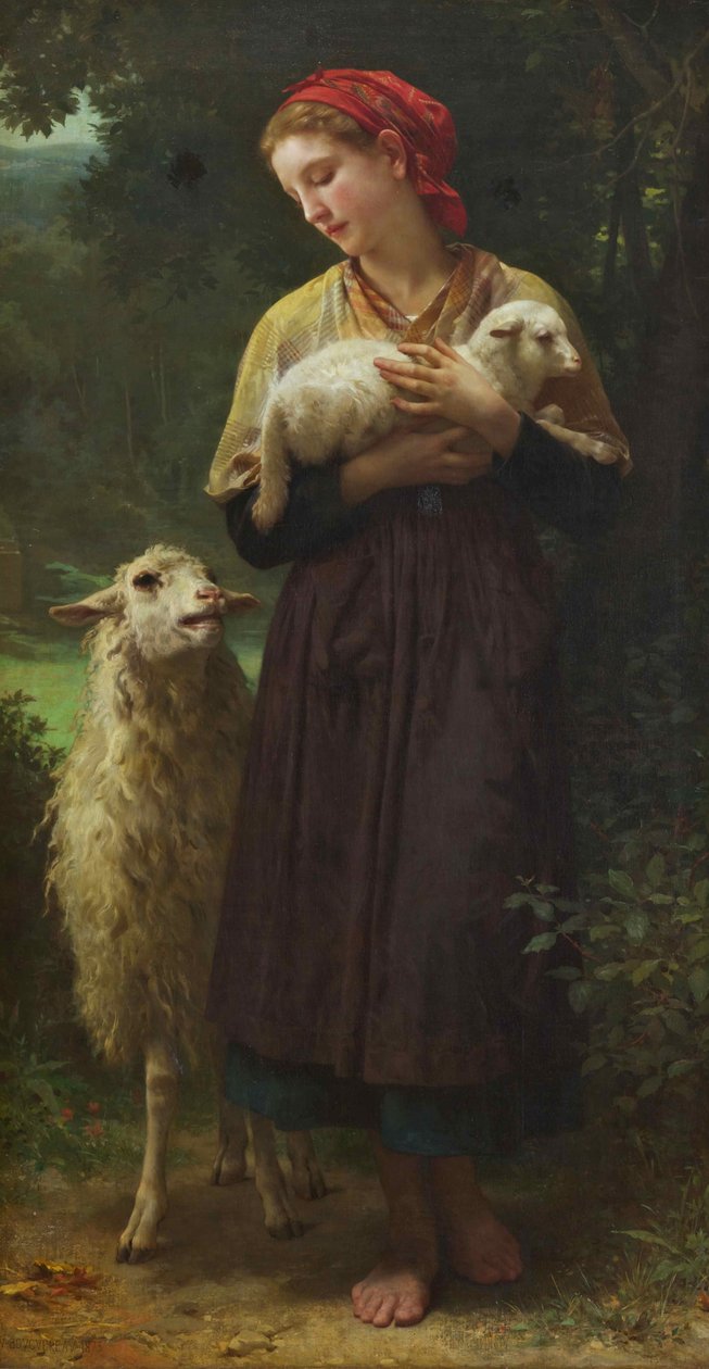 El cordero recién nacido (La pastora) de William Adolphe Bouguereau