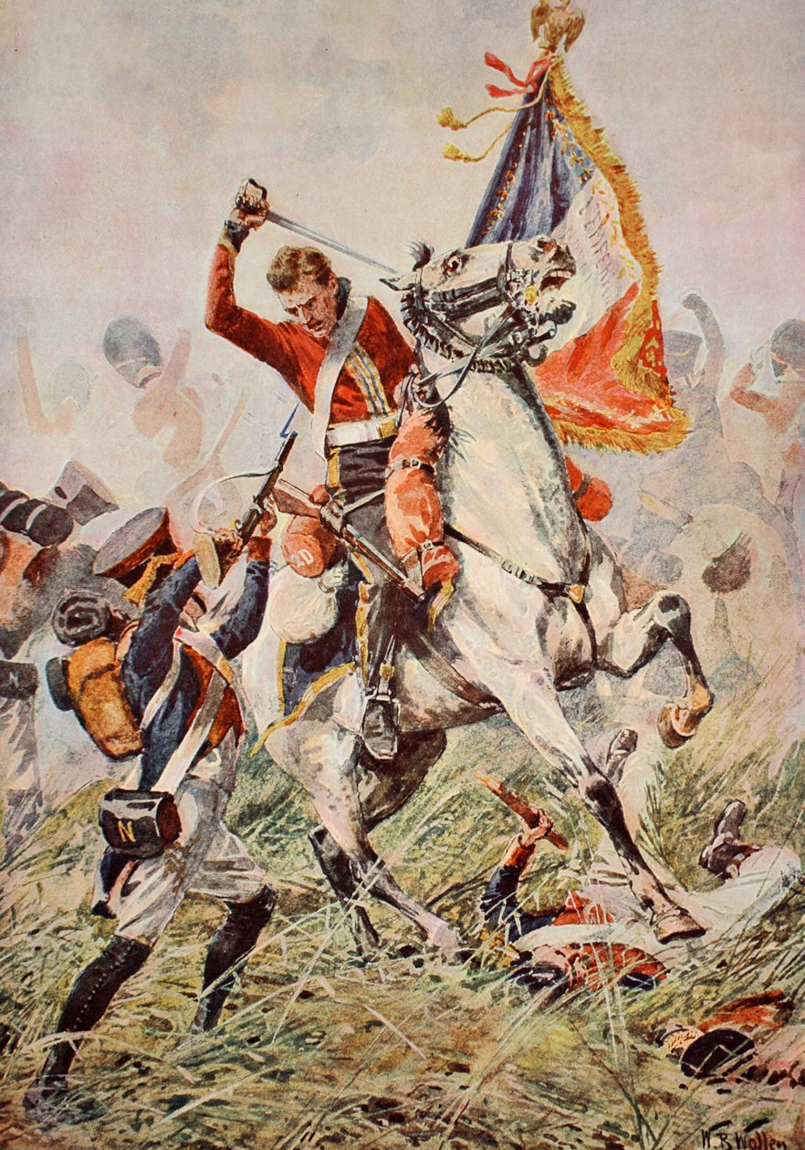 El sargento Ewart capturando el águila en Waterloo, ilustración de 