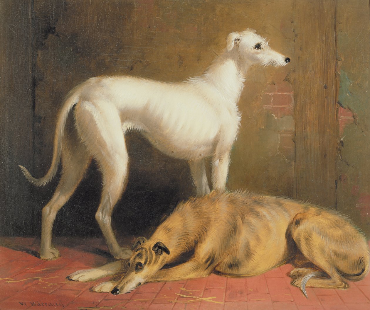 Lebreles en un interior de William Barraud
