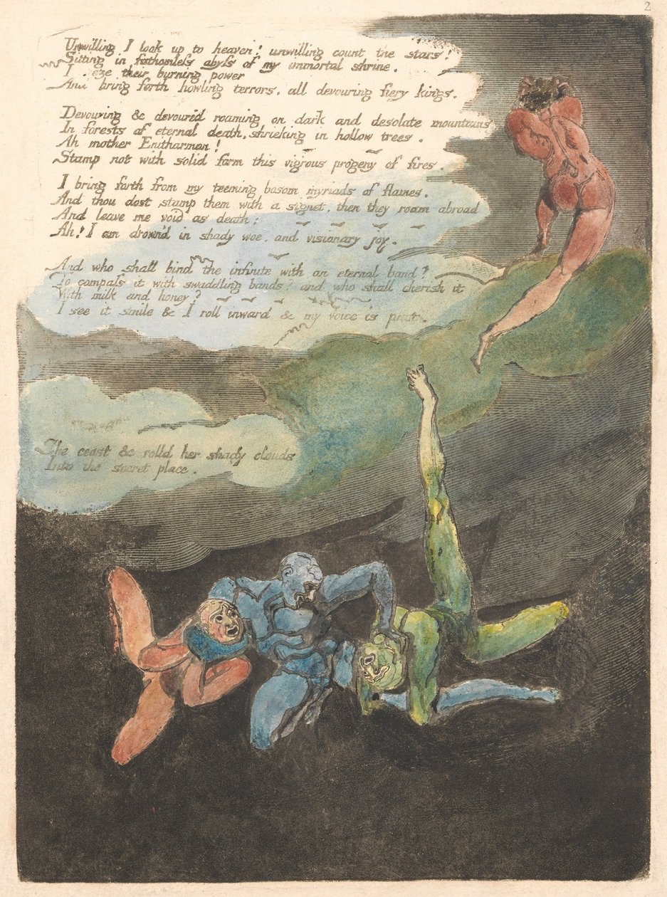 Europa. Una Profecía, Placa 4, Mirando con desgana... (Bentley 5) de William Blake