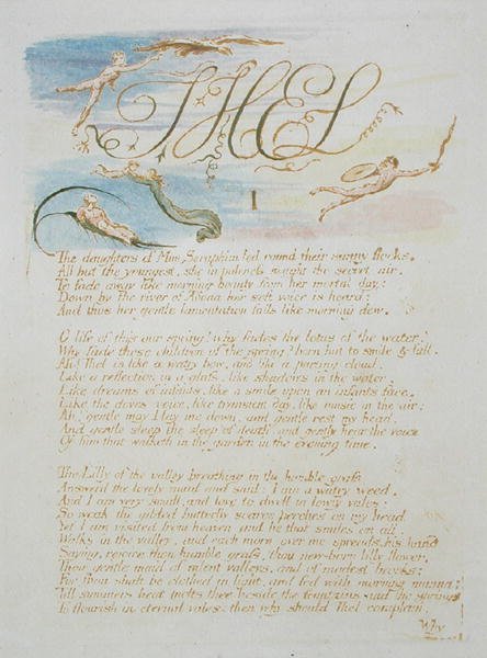 Las Hijas de Mne Seraphim..., lámina 3 de El Libro de Thel, 1789 de William Blake