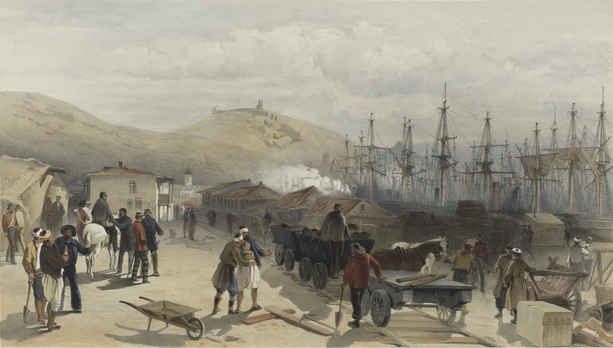 El ferrocarril en Balaklava mirando al sur, 1855 de William Crimea Simpson