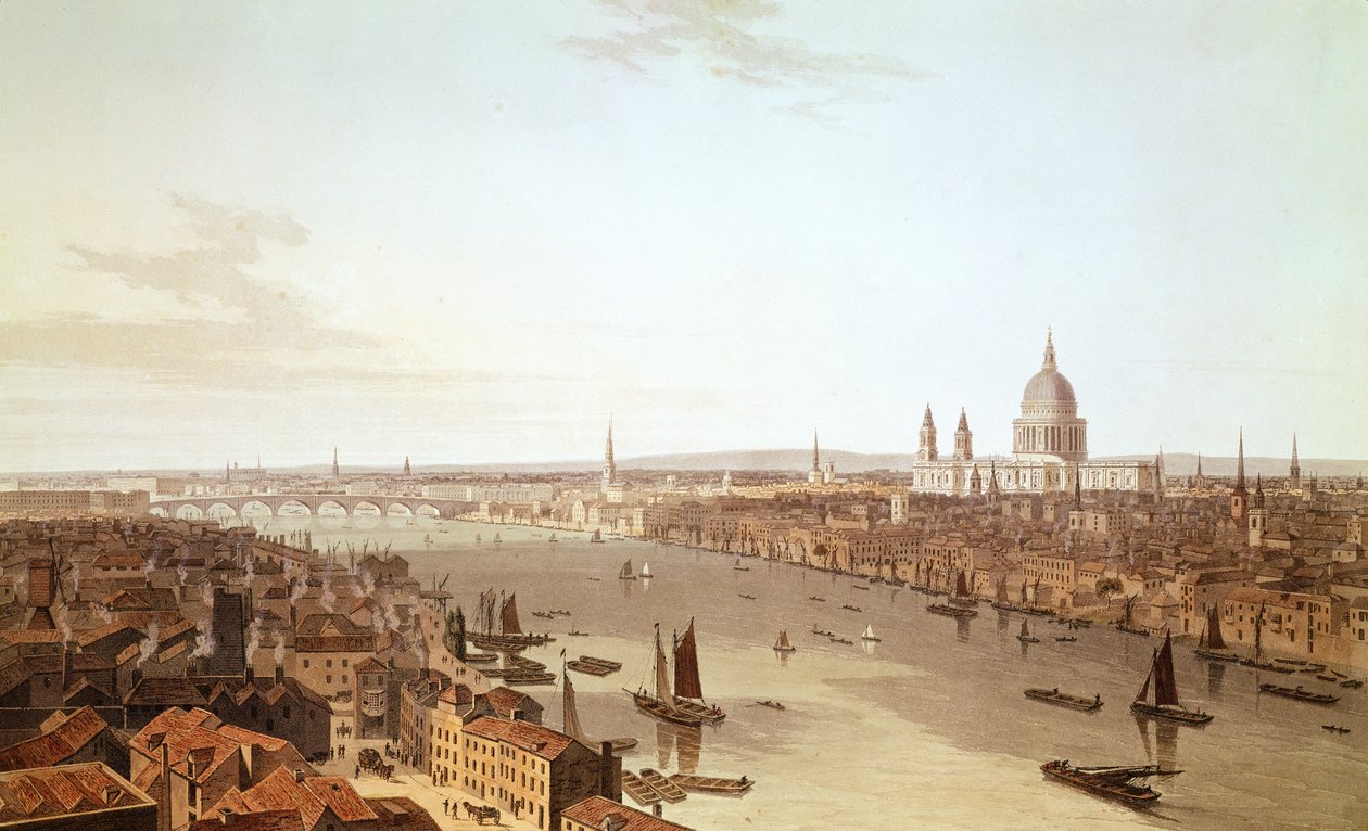 Catedral de San Pablo y la Ciudad, principios del siglo XIX de William Daniell