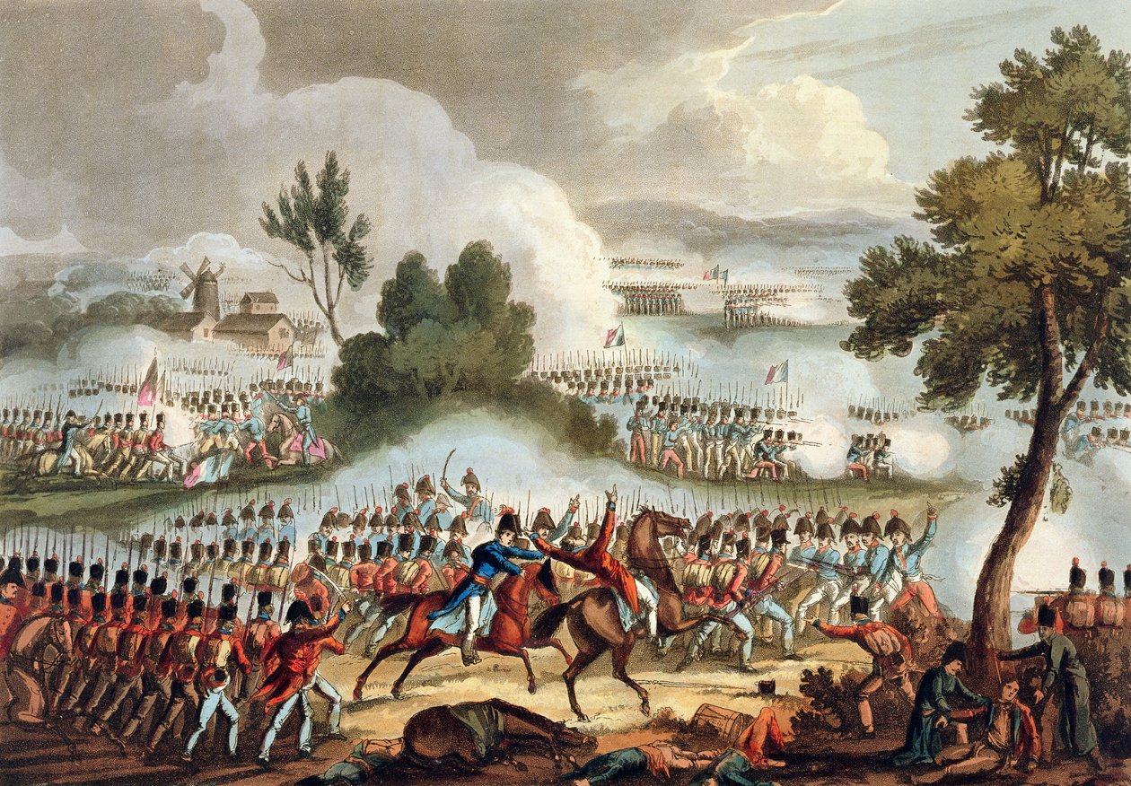 El ala izquierda del ejército británico en acción en la batalla de Waterloo, 18 de junio de 1815, de 