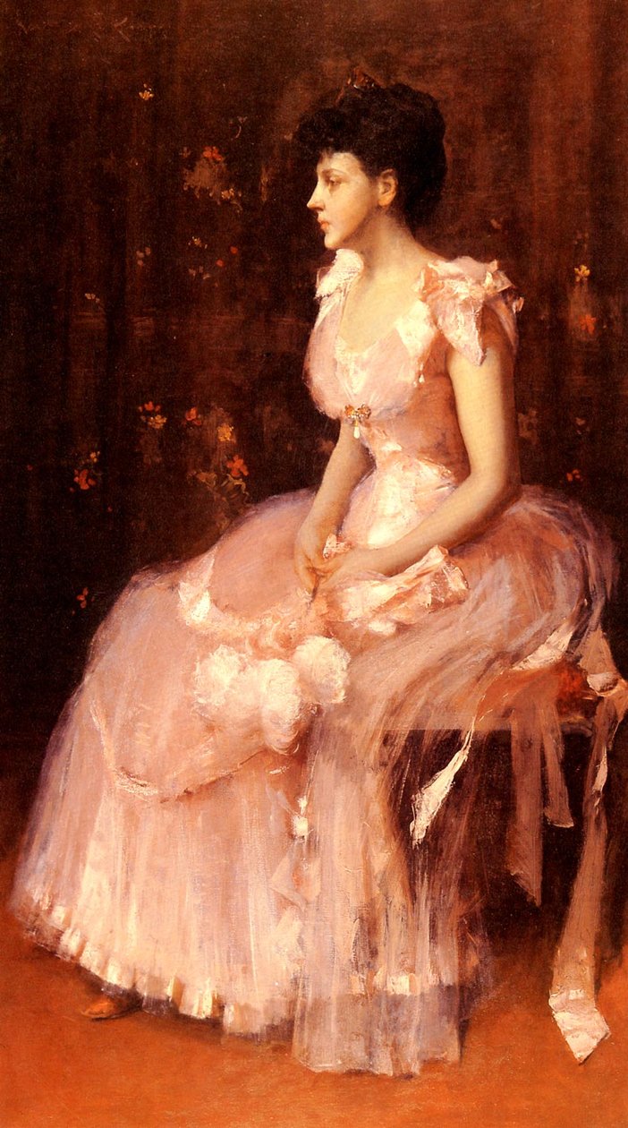 Retrato de una dama en rosa de William Merritt Chase