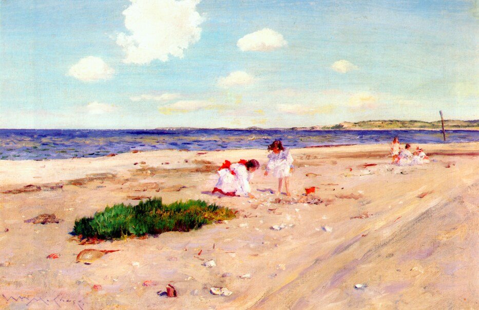 Playa de conchas en Shinnecock de William Merritt Chase