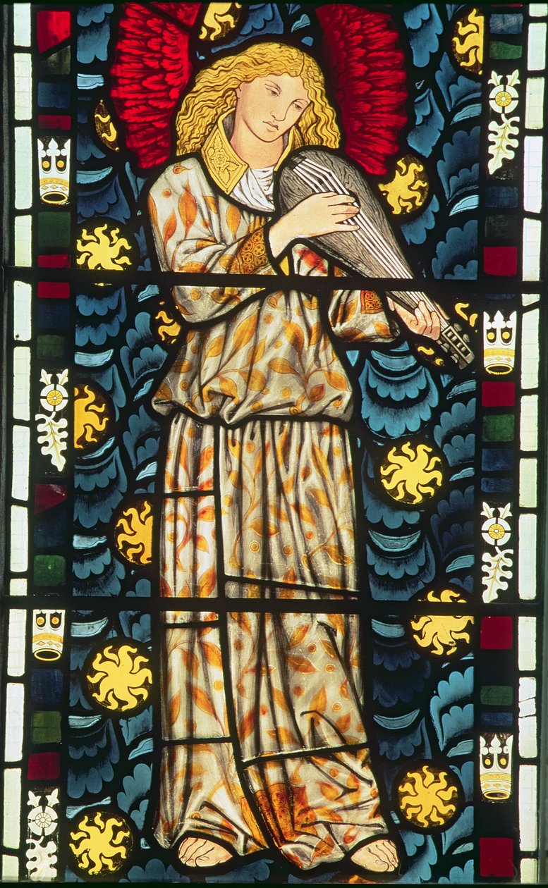 Ángel con un rabel, 1869 (vidriera) de William Morris