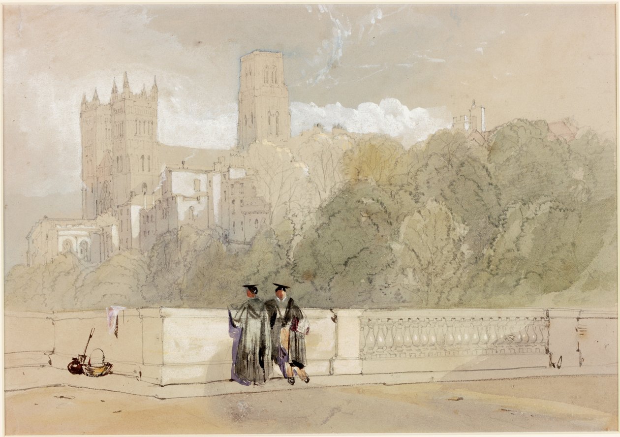 Catedral de Durham desde el Puente de los Prebendados de William Roxby Beverley