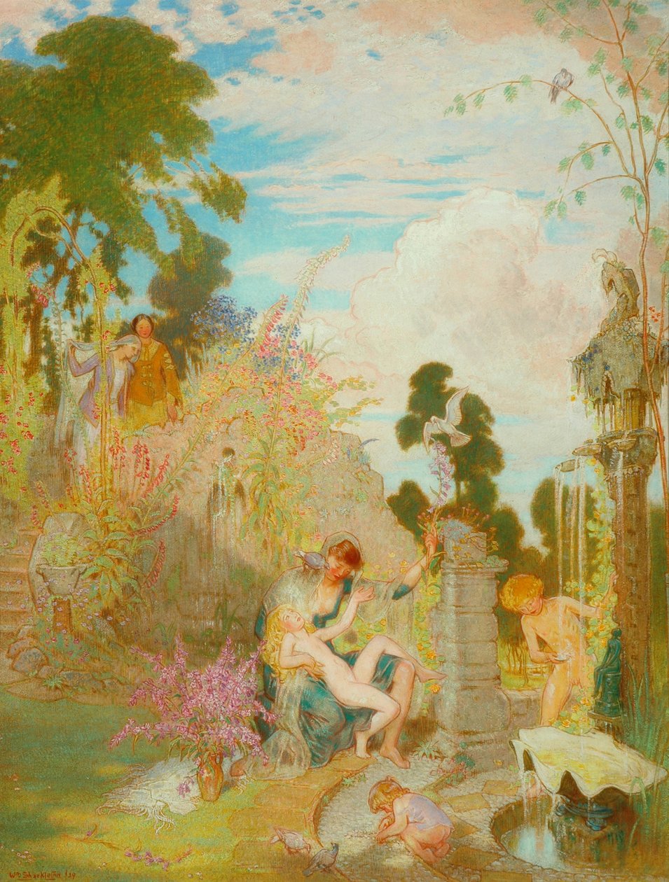 Un idilio en el jardín, 1929 de William Shackleton