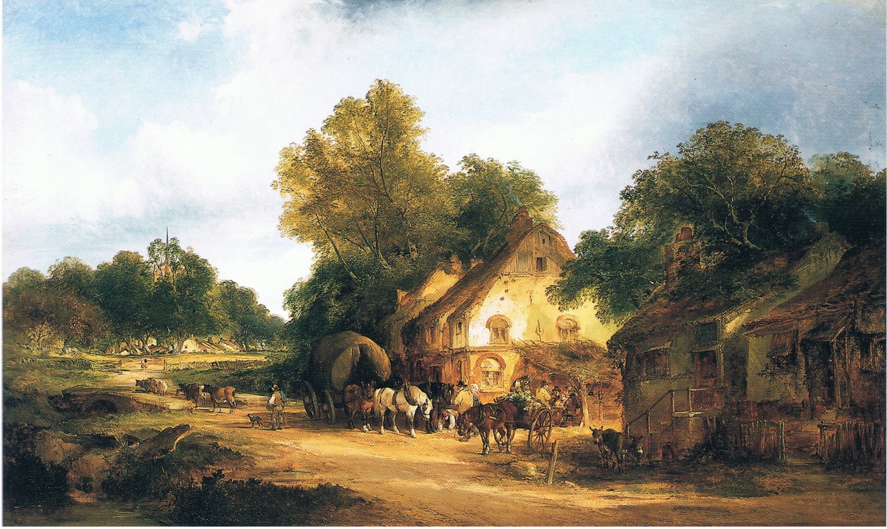 Antigua posada en el camino en Kent de William Snr. Shayer