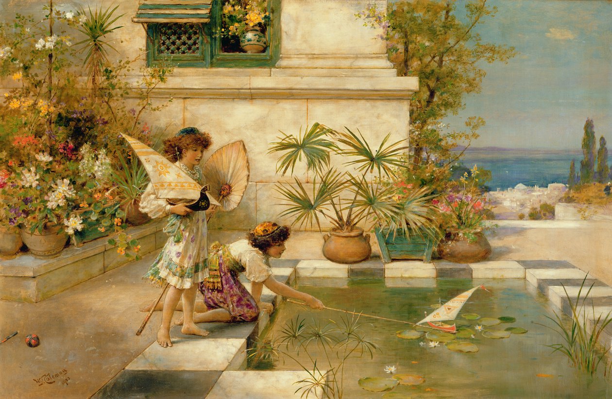 Niños jugando con barcos, 1900 de William Stephen Coleman