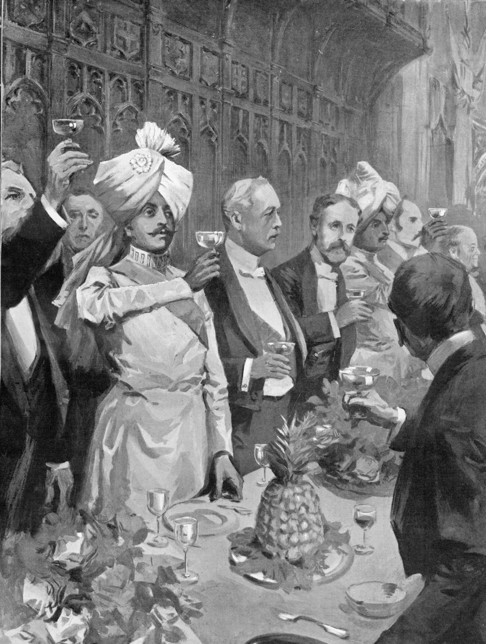 El banquete de coronación del Imperio en el Guildhall, ilustración de 