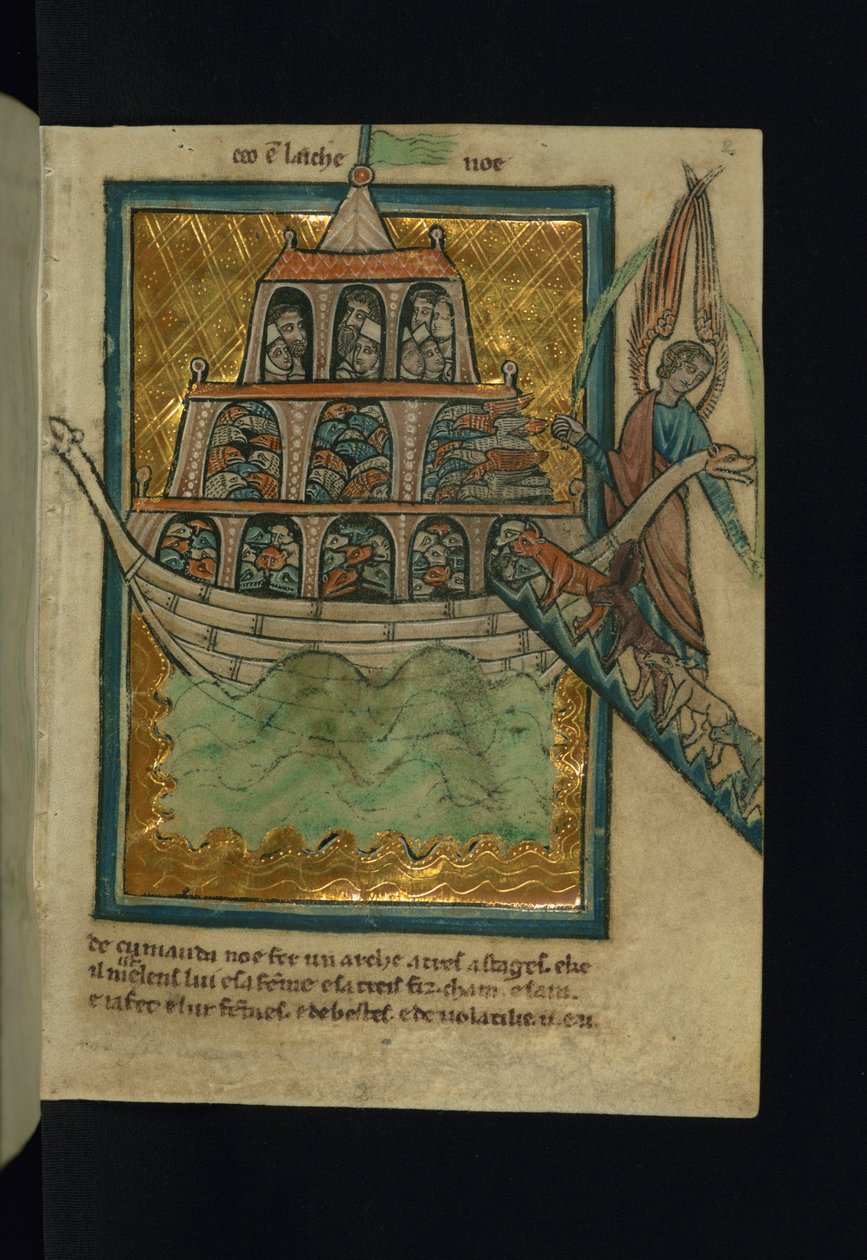 Los animales entran en el arca de Noé (Génesis 6:13-7:16) de William de Brailes  