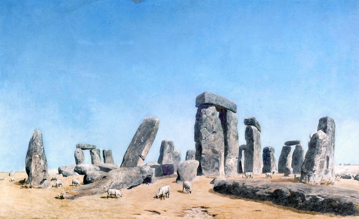 Ovejas pastando en Stonehenge (acuarela) de William (1789 1862) Turner