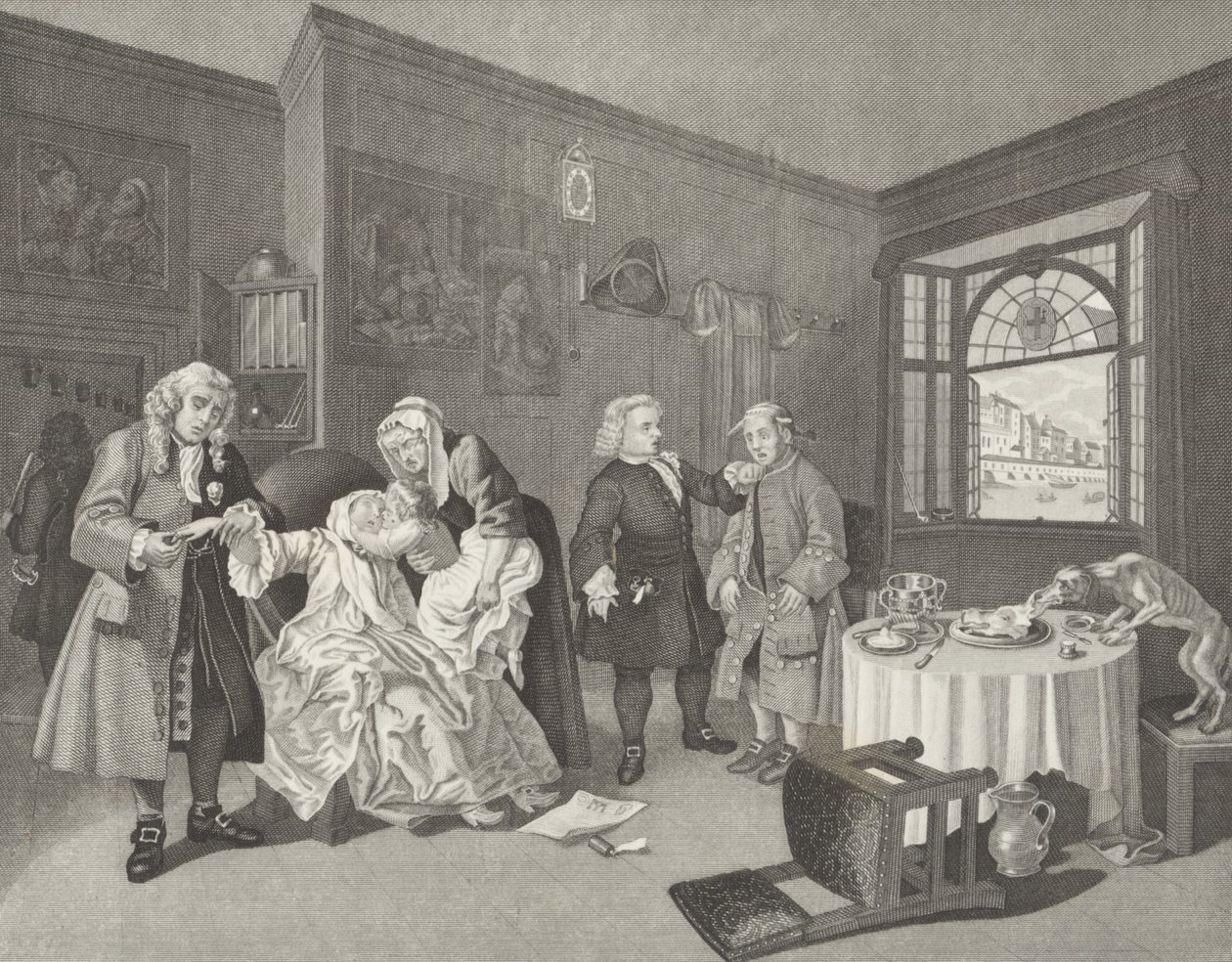 Matrimonio a la moda de William (after) Hogarth