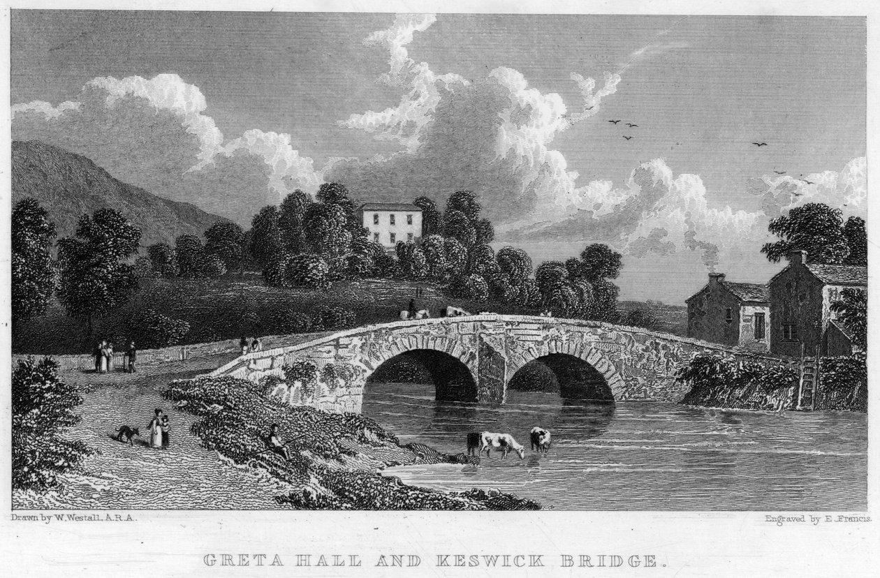 Greta Hall y el puente de Keswick de William (after) Westall