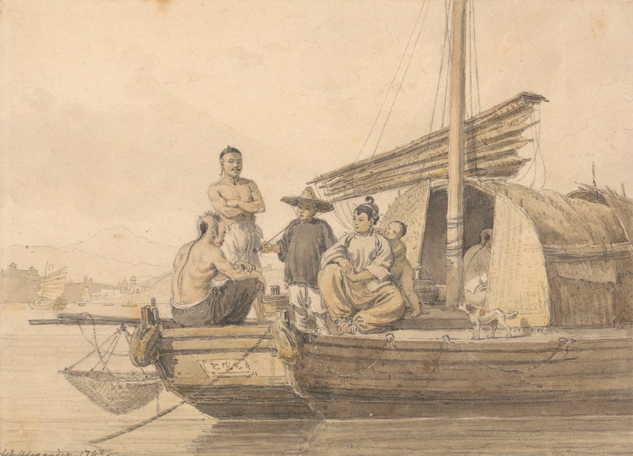 Fisherpeople en una chatarra de William Alexander