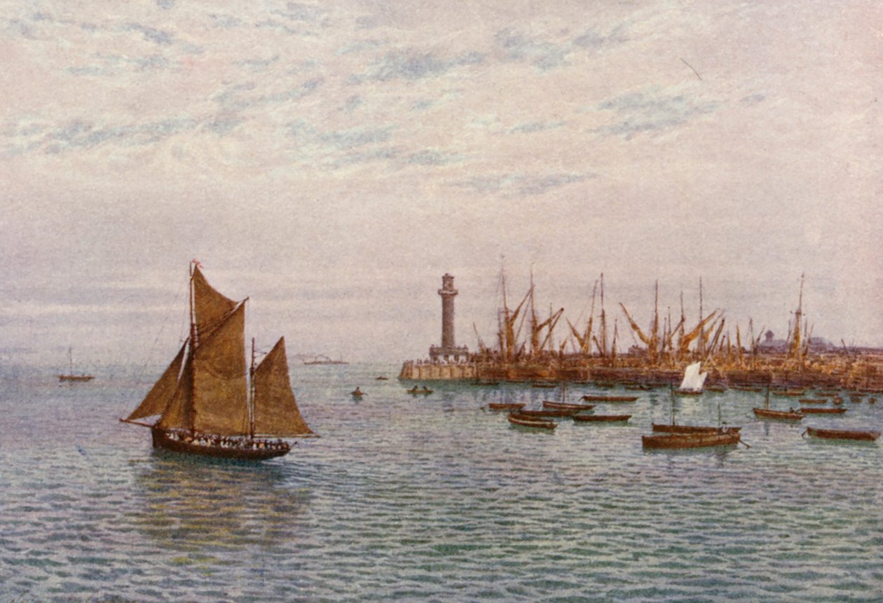 Puerto de Margate (litografía en color) de William Biscombe Gardner