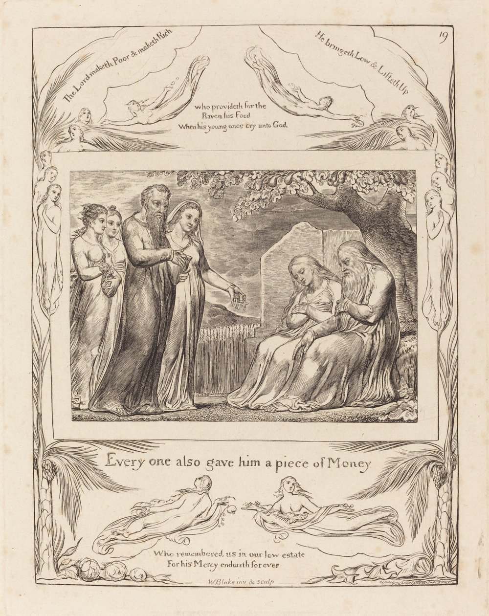 Job aceptando caridad de William Blake