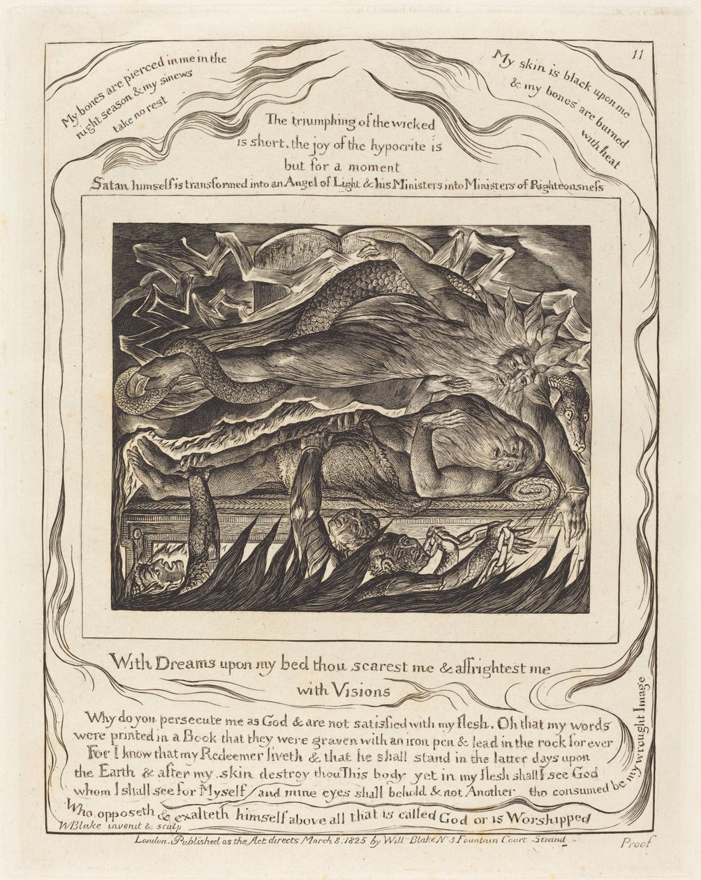 Los sueños malignos de Job de William Blake