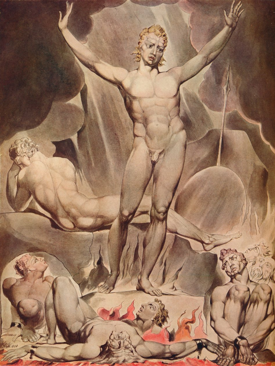 Satanás despertando a los ángeles rebeldes de William Blake