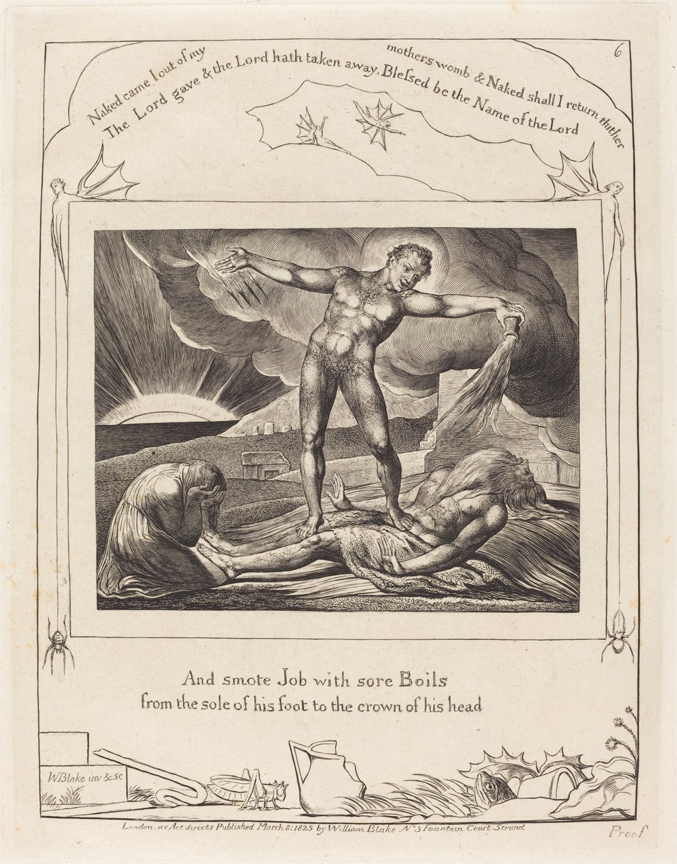 Satanás golpeando a Job con llagas de William Blake