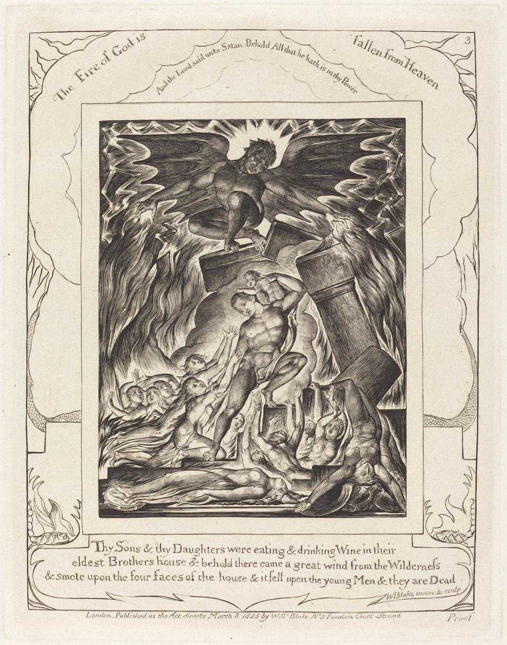 La destrucción de los hijos de Job de William Blake