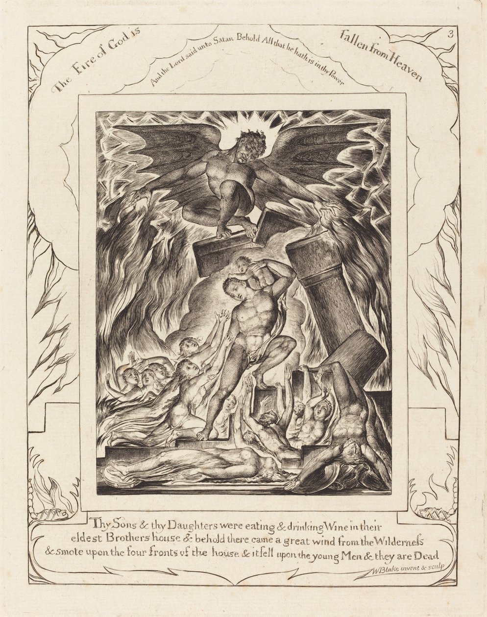 La destrucción de los hijos de Job de William Blake