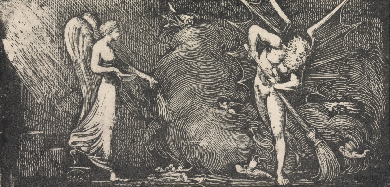 El hombre que barre el salón del intérprete de William Blake