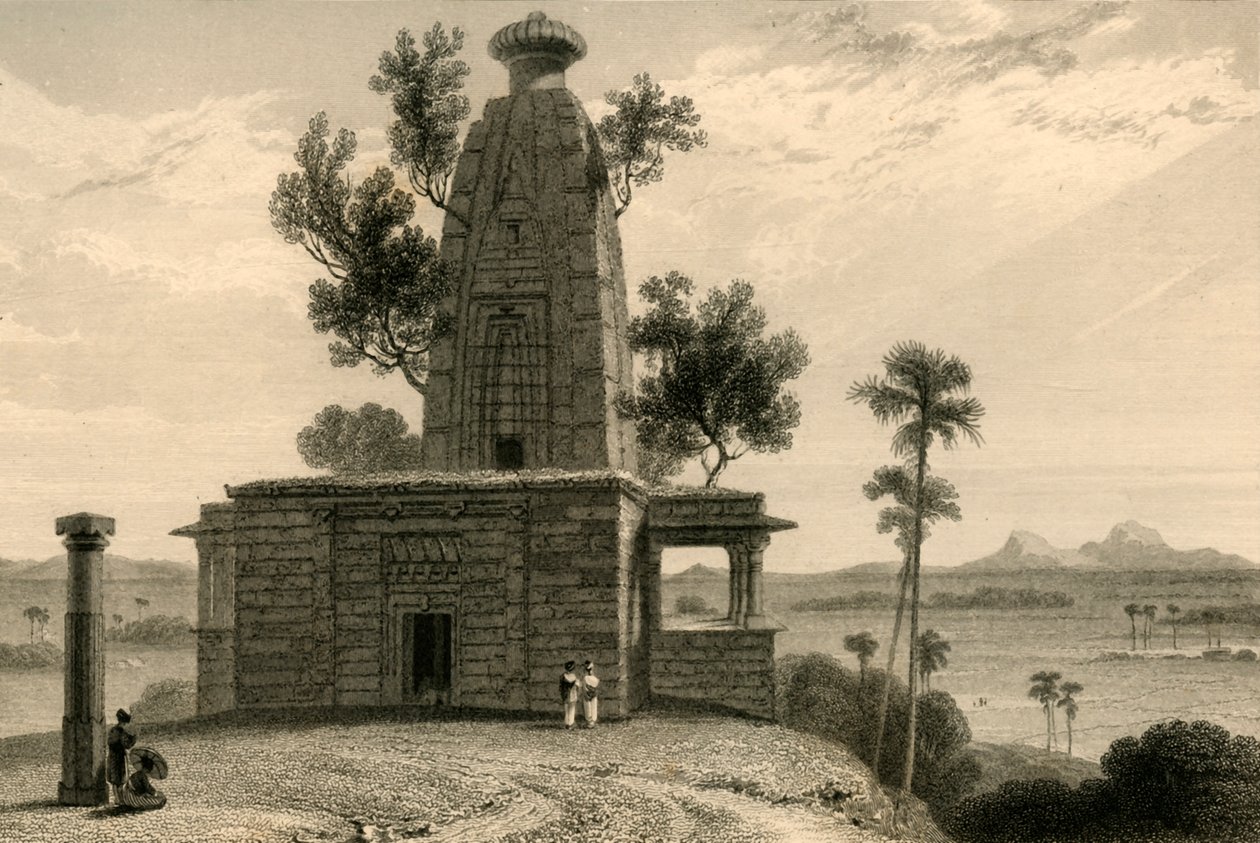 Templo hindú en Muddunpore, Bahar, 1835 de William Daniell