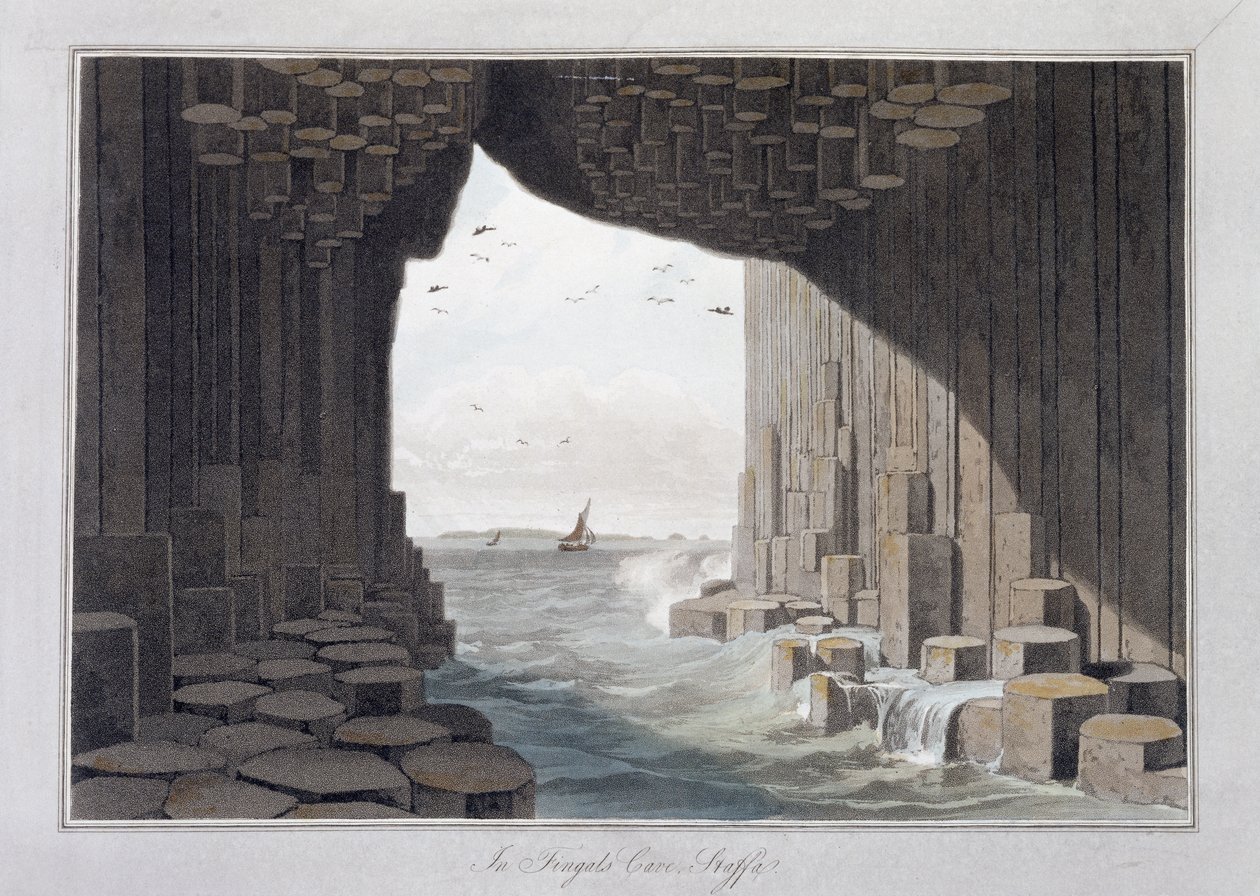 En la cueva de Fingal, Staffa, Escocia, 1829 de William Daniell