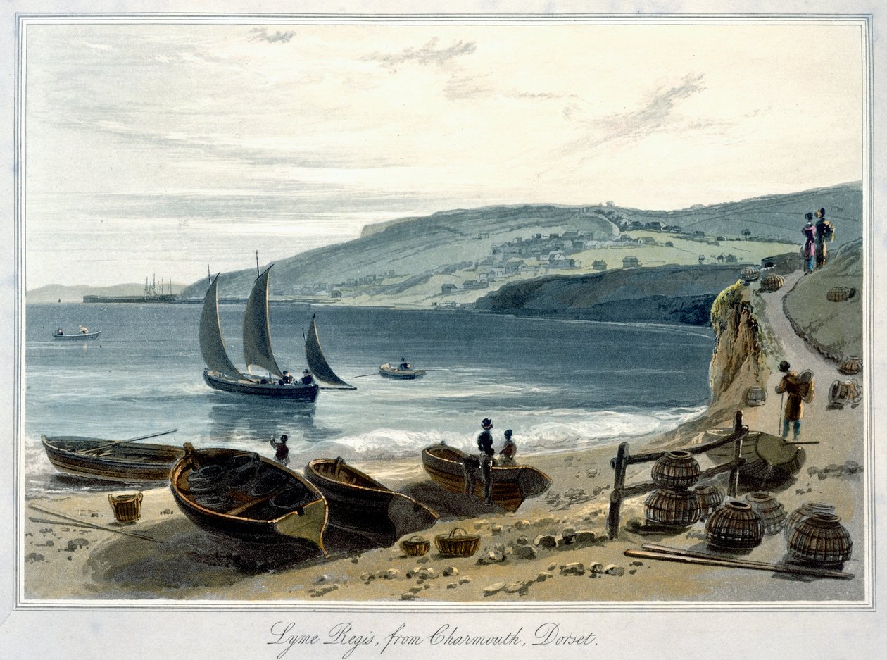 Lyme Regis, desde Charmouth, Dorset, 1814-1825 de William Daniell