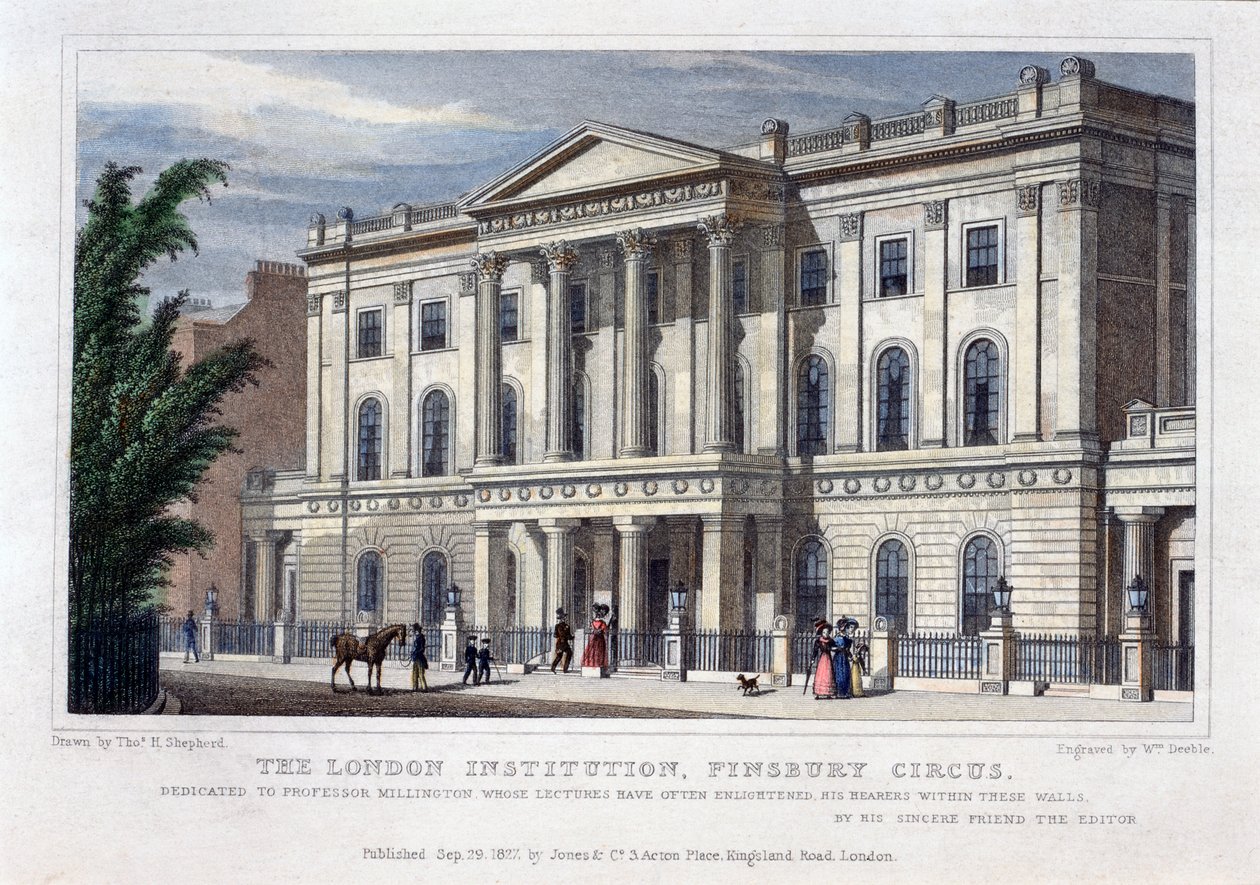 La Institución de Londres, Finsbury Circus, Londres, 1827 de William Deeble