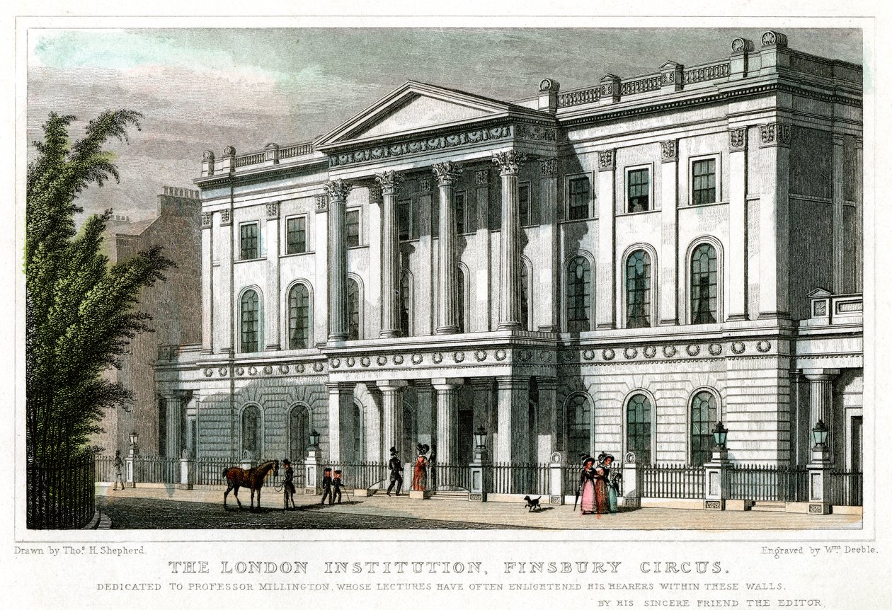 La Institución de Londres, Finsbury Circus, Londres, 1827 de William Deeble