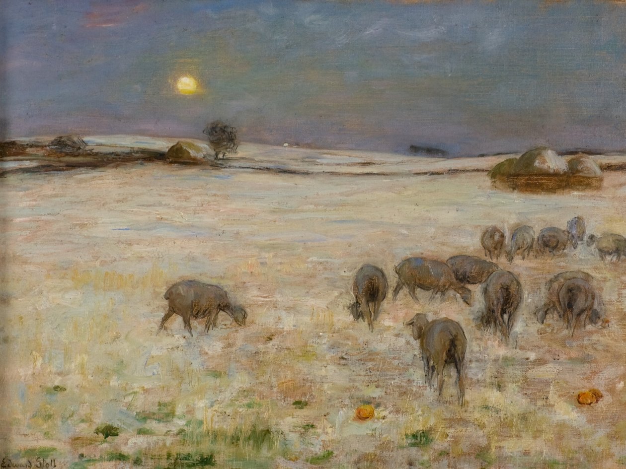 Ovejas en la nieve de William Edward Stott