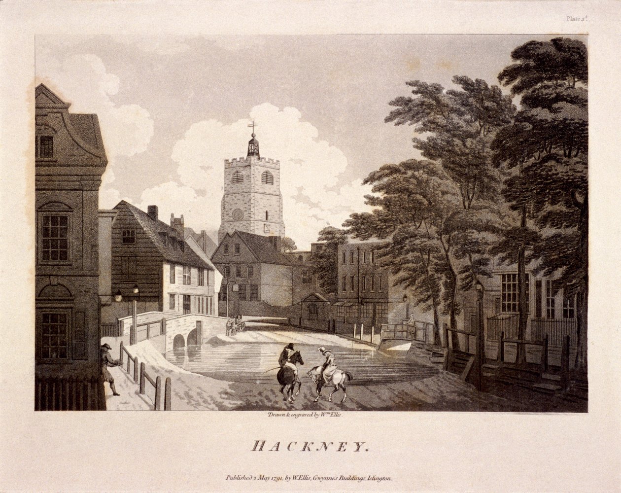 Vista general de Hackney, Londres de William Ellis
