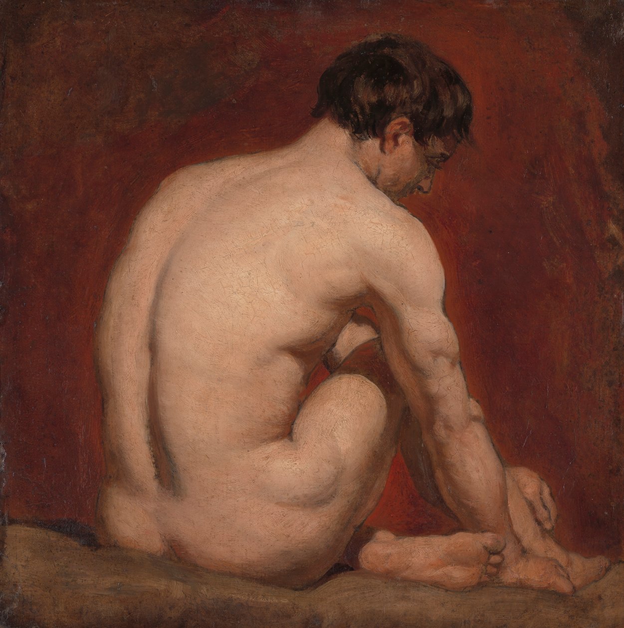 Desnudo masculino, arrodillado, de espaldas de William Etty
