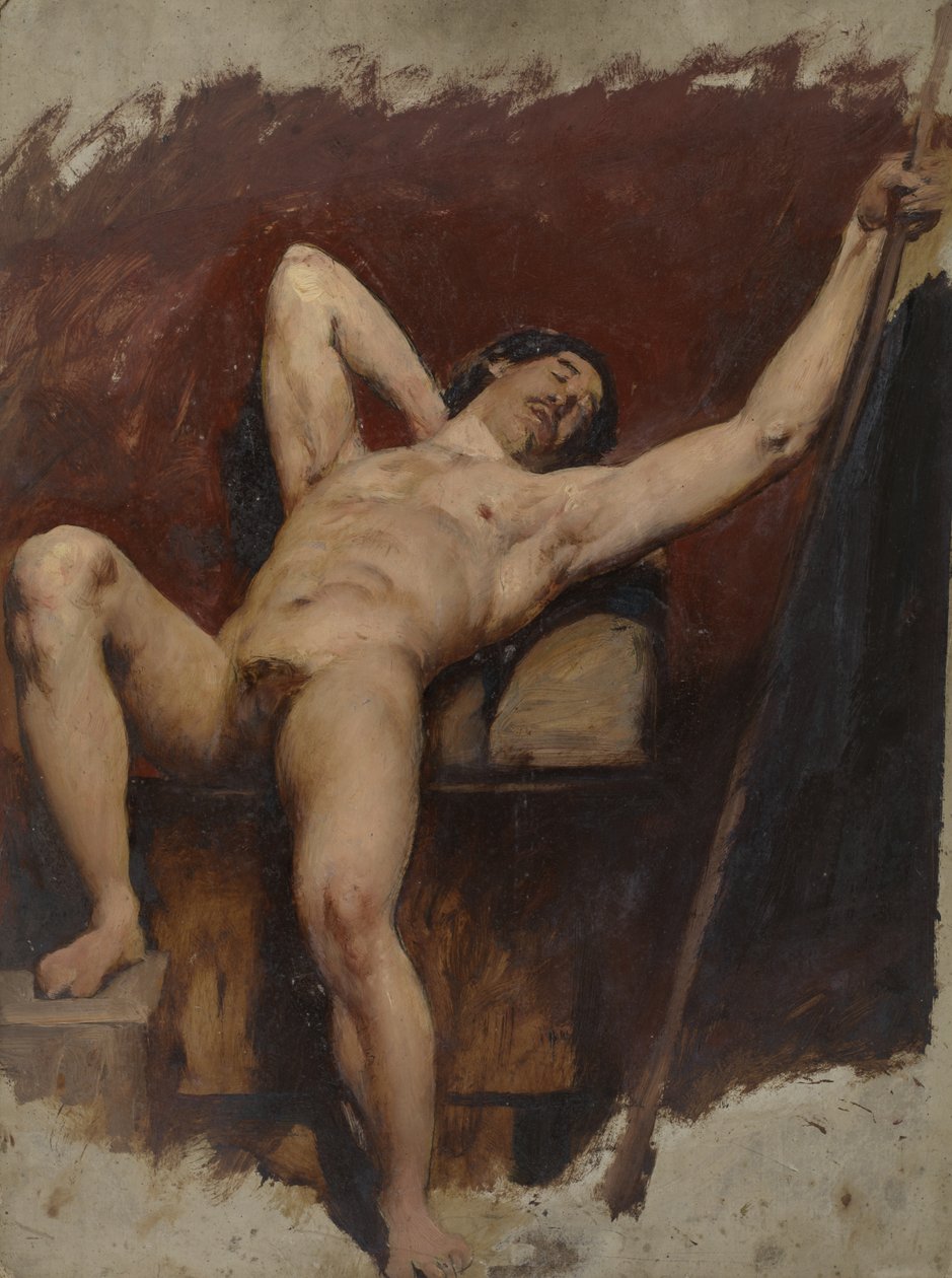 Desnudo masculino reclinado, rodilla derecha levantada, 1815-45 de William Etty