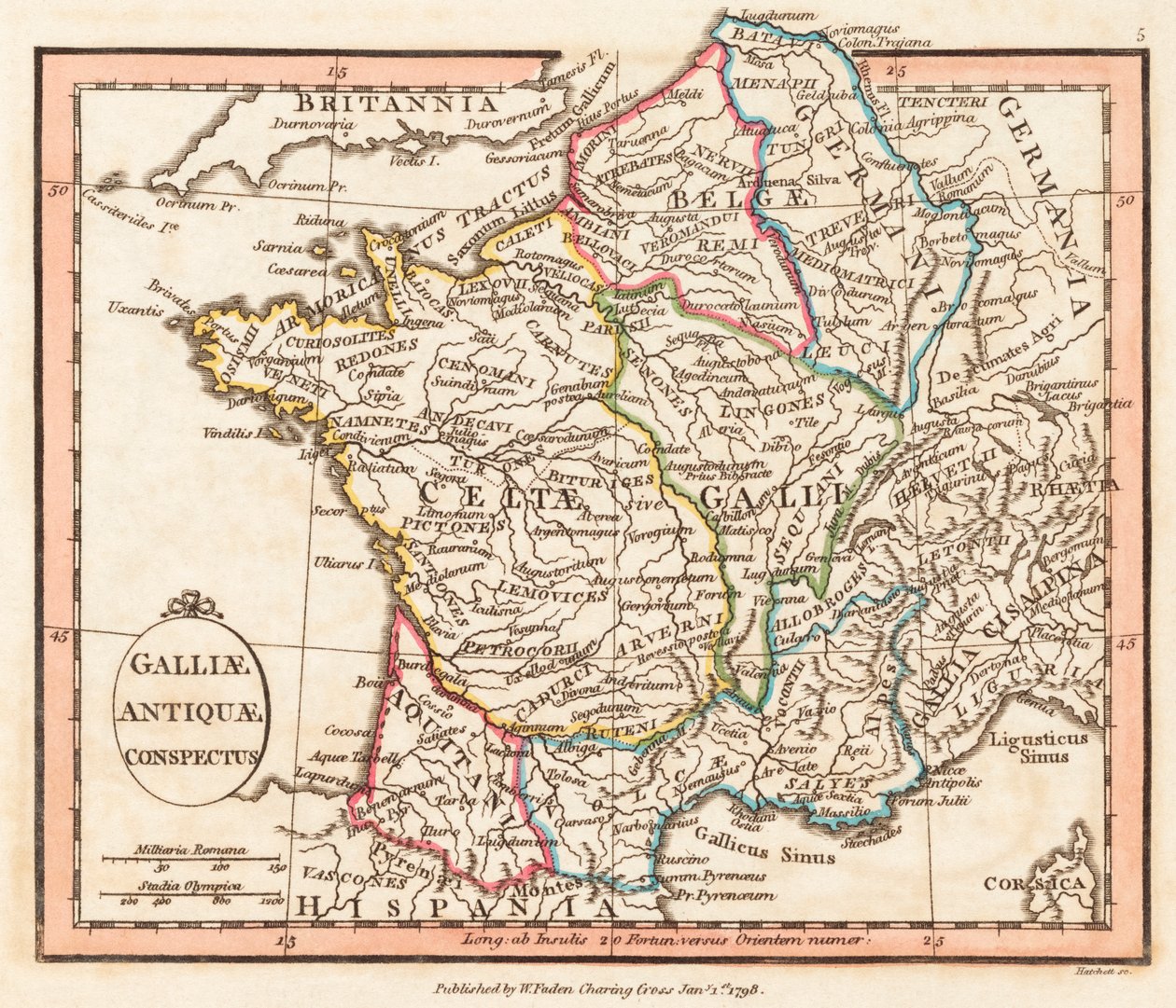 La antigua Galia. Mapa. de William Faden