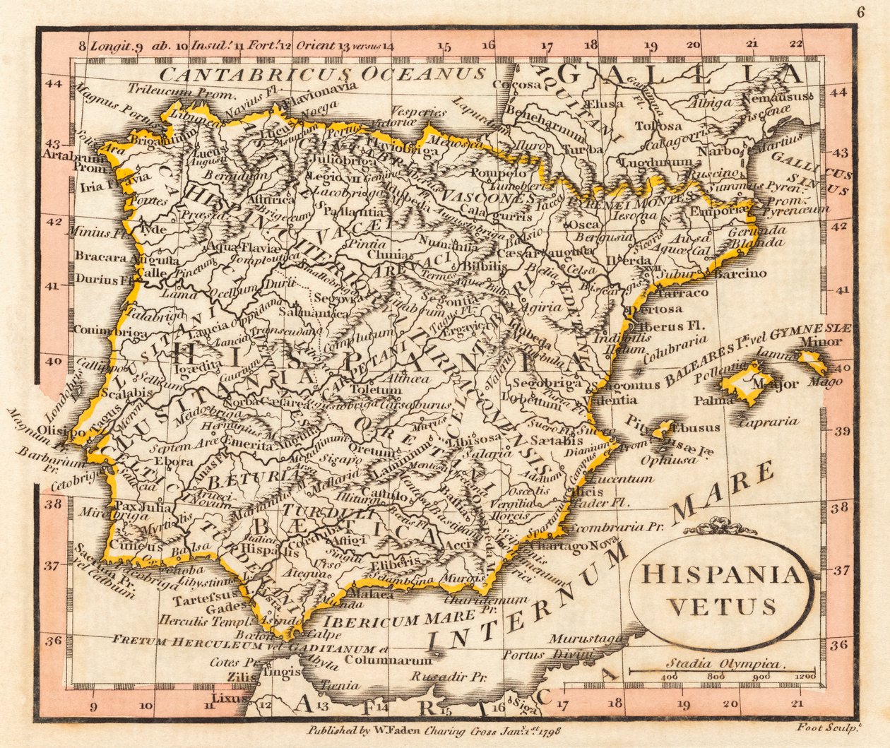 La antigua España y Portugal. Mapa. de William Faden