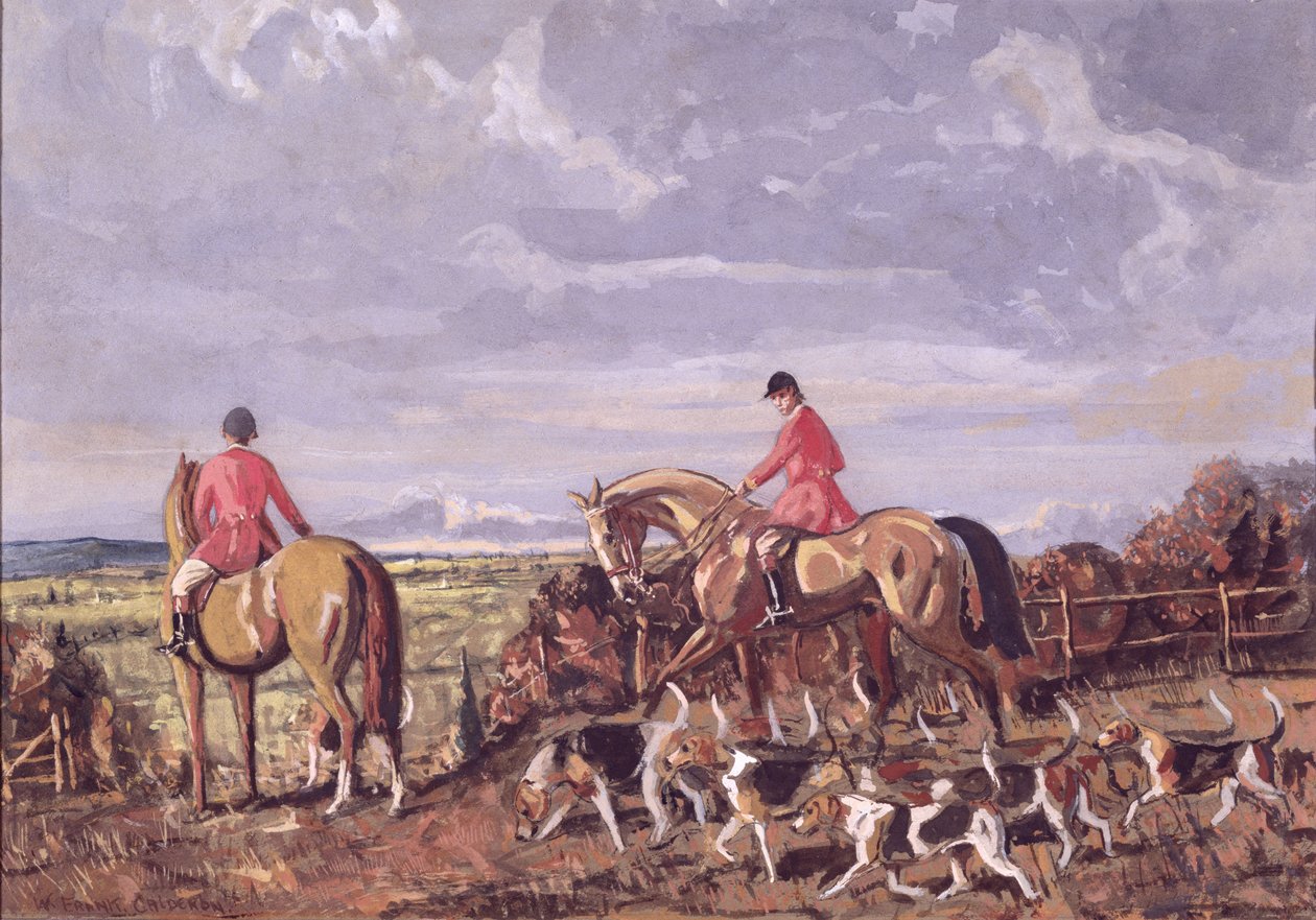 Perros en la caza de William Frank Calderon