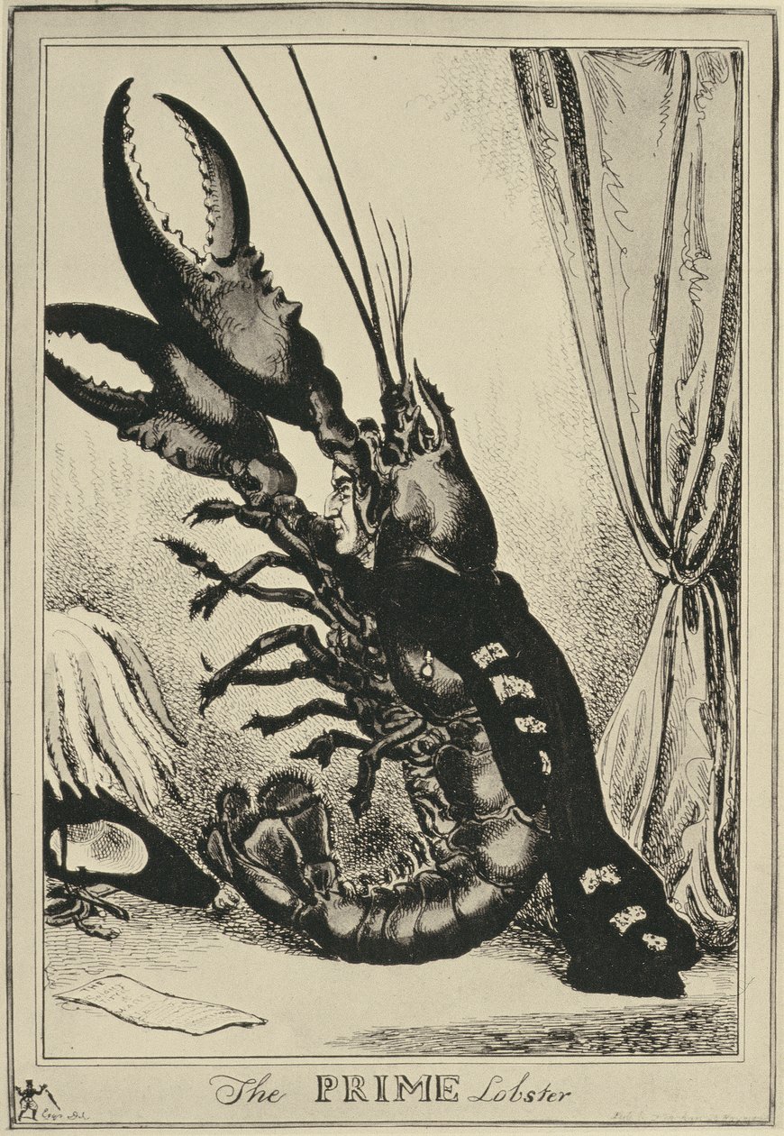La langosta principal, 1828 de William Heath