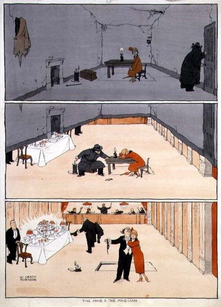 La Doncella y el Mago de William Heath Robinson