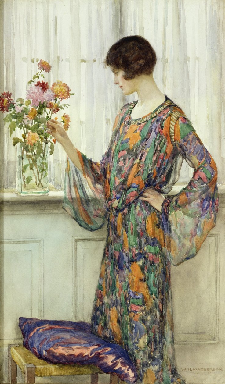 Arreglando flores de William Henry Margetson