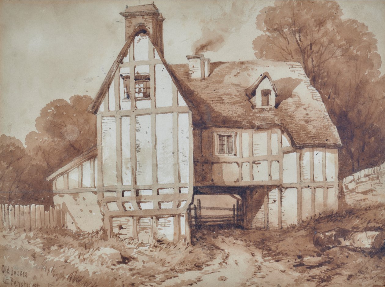 Casas antiguas en Penshurst, Kent de William Henry Stothard