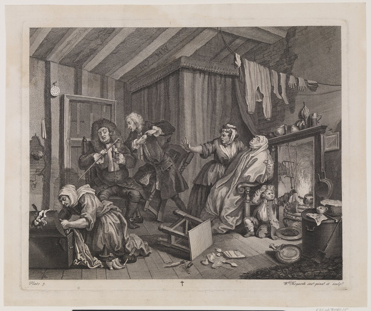 El progreso de una ramera, lámina 5 de William Hogarth